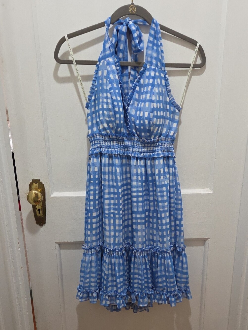 Lilly Pulitzer Blue and White Gingham Halter Mini Dress